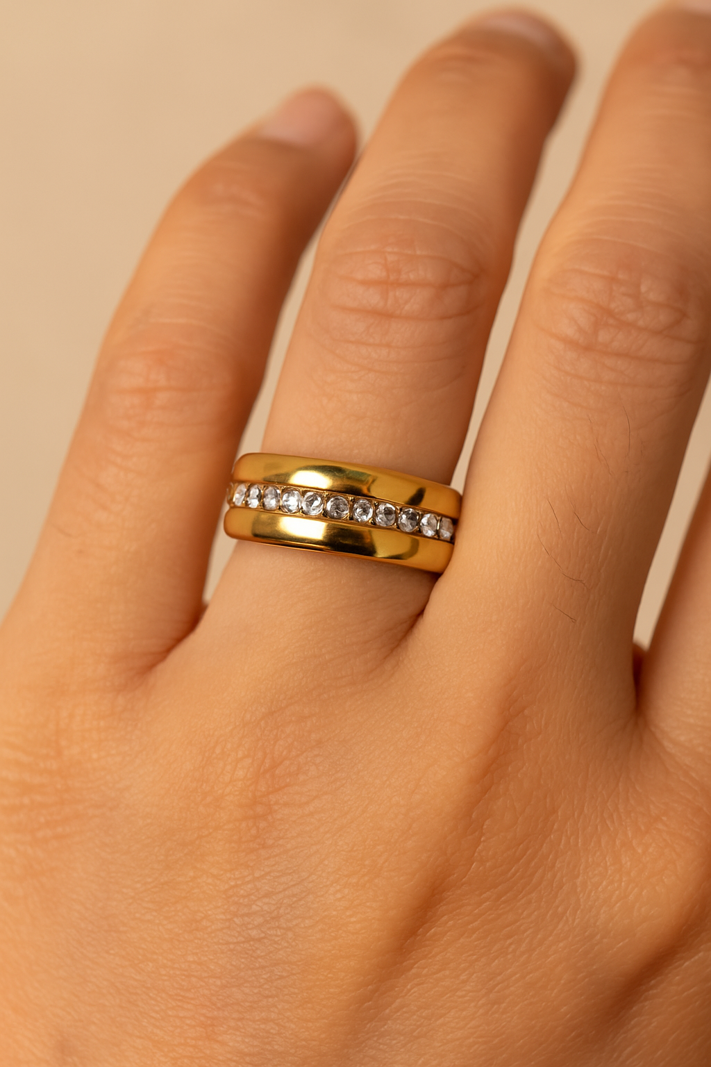 Crystal Groove Band Ring