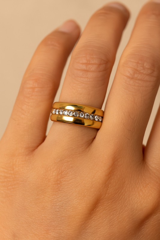 Crystal Groove Band Ring