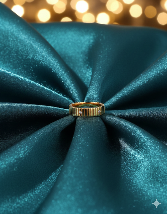 Textured Bezel-Set Crystal Band Ring