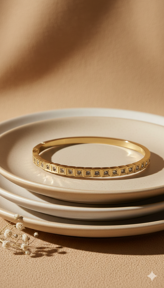Pave Square Hinge Bangle