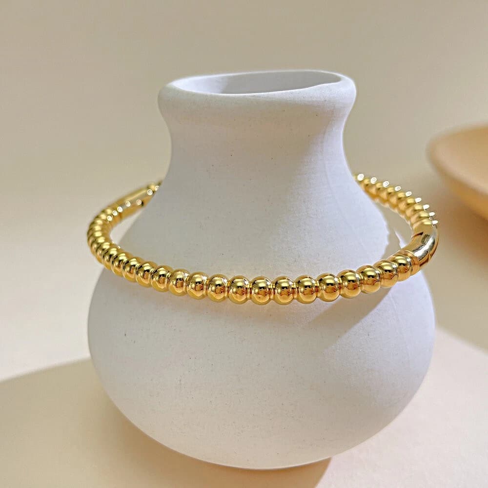 Golden Beaded Cuff Bracelet