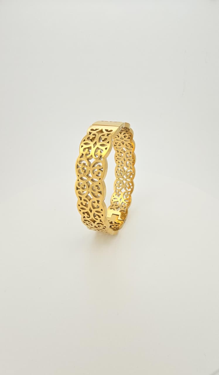 Ornate Filigree Gold Cuff Bracelet