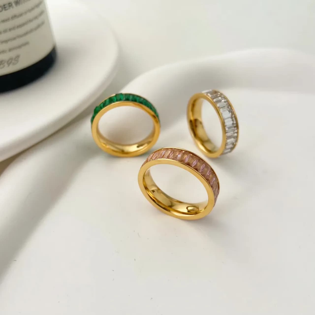 Golden White Baguette Eternity Ring