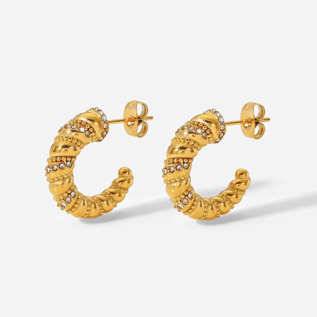 Twist & Sparkle Crystal Hoop Earrings