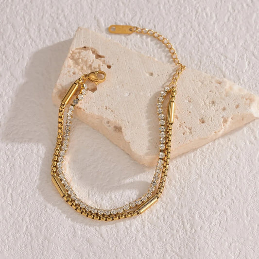 Dual-Strand Bar & Pave Bracelet