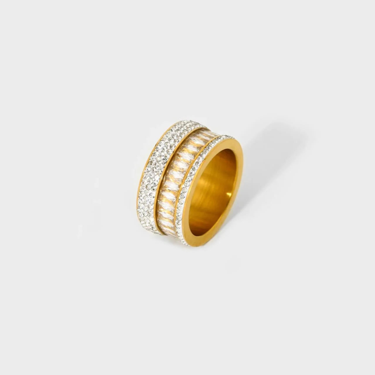 Tri-Row Pave and Baguette Statement Ring