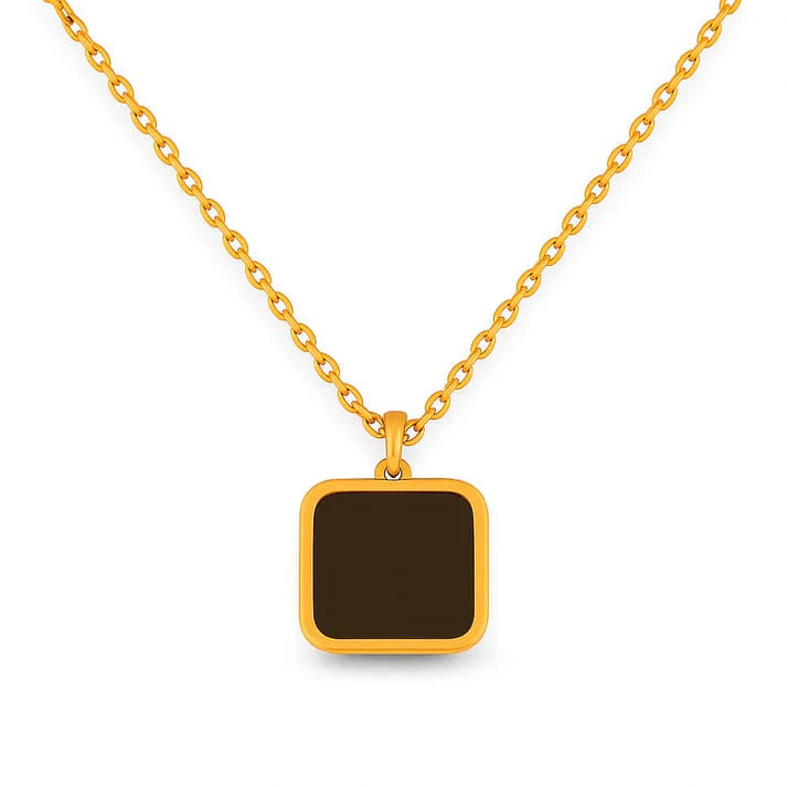 Onyx Minimalist Square Pendant Necklace