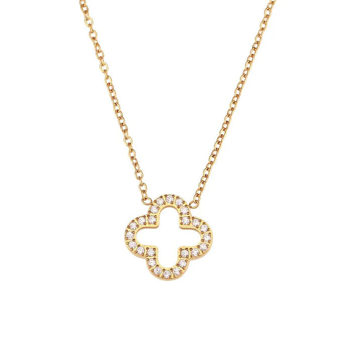 Pave Clover Luck Charm Necklace