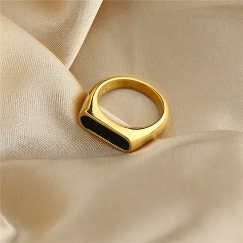Minimalist Black Bar Signet Ring