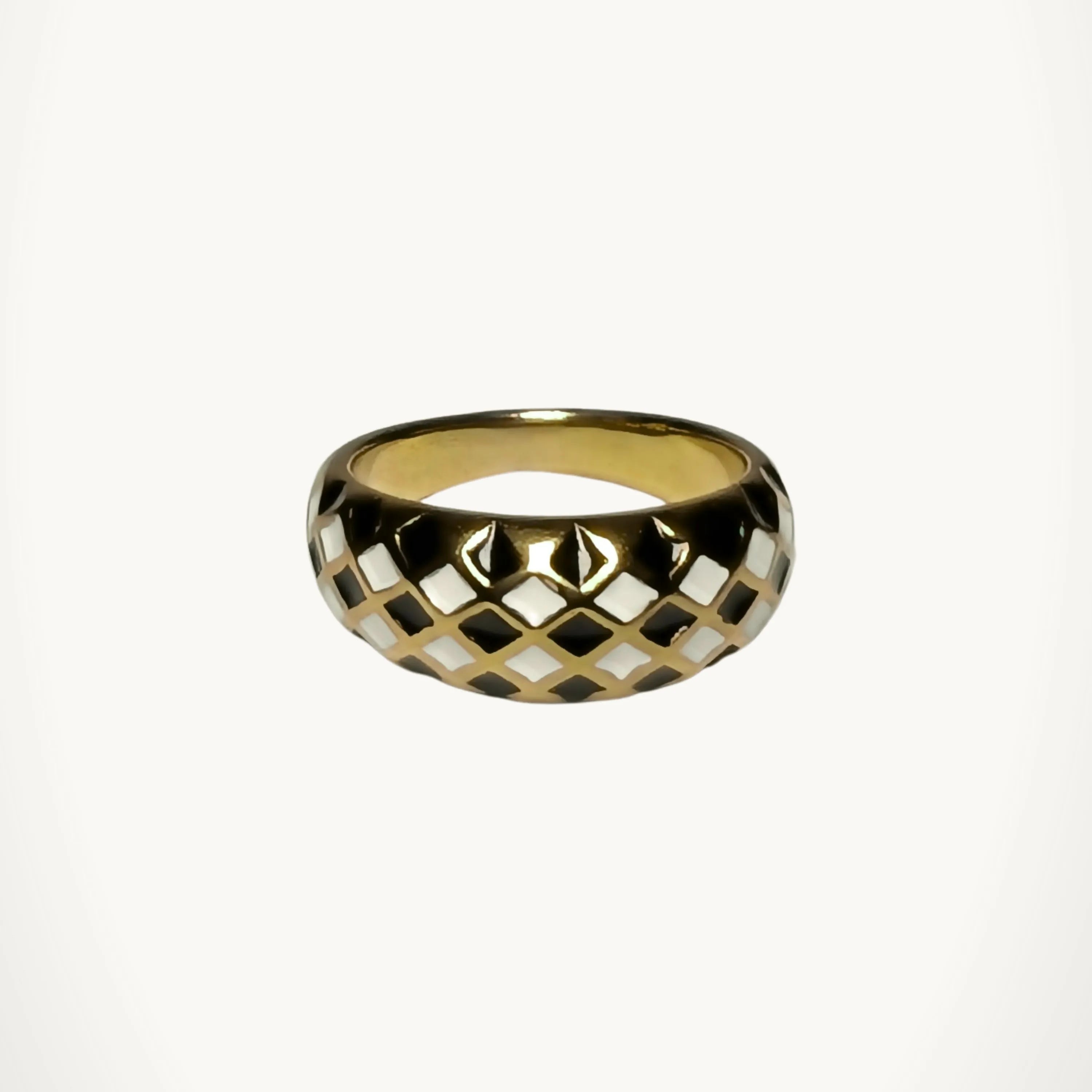 Checkerboard Dome Ring