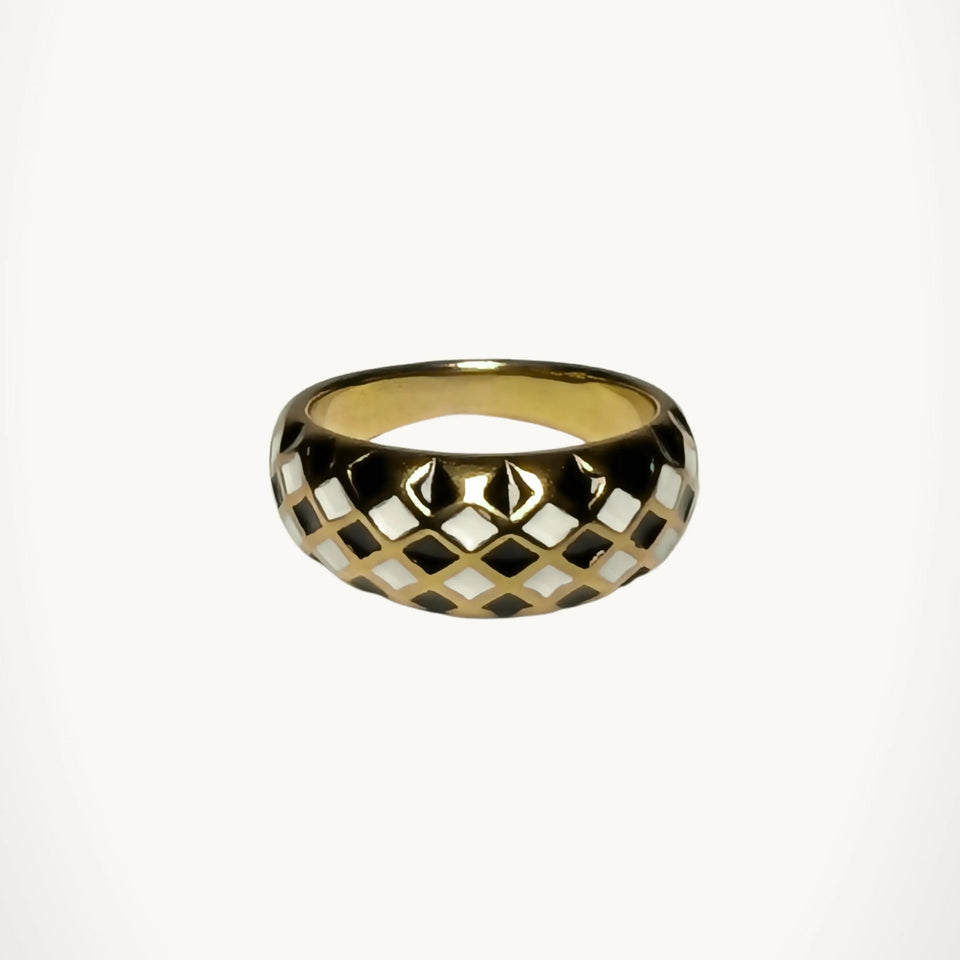 Checkerboard Dome Ring