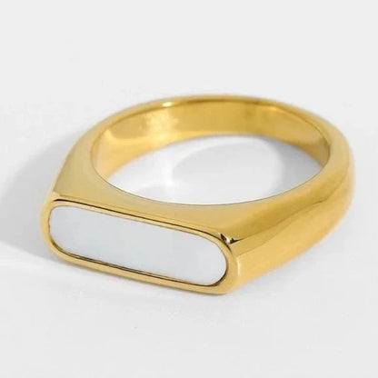 Minimalist White Bar Signet Ring