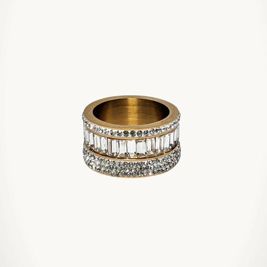 Tri-Row Pave Ring