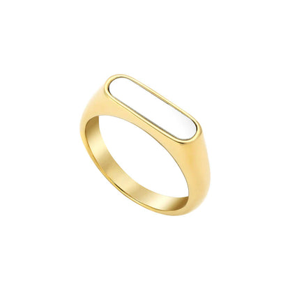 Minimalist White Bar Signet Ring