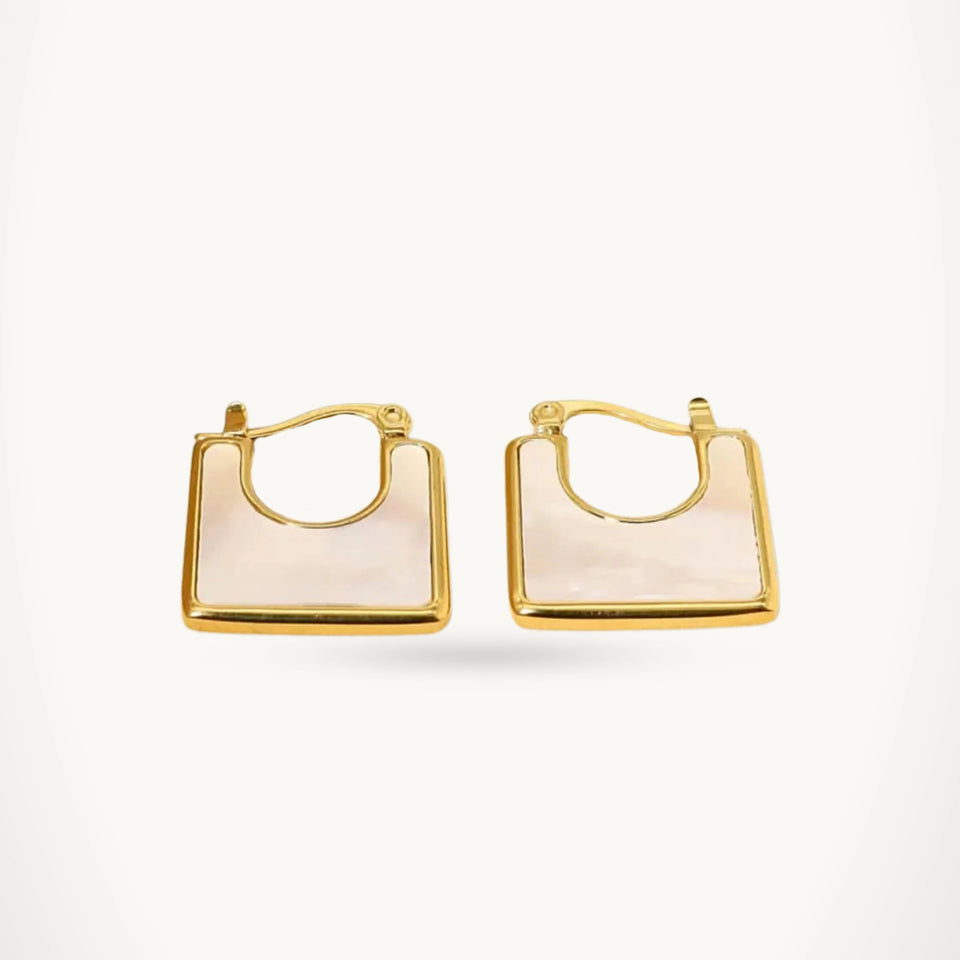 Pearl-Gloss Square Hoops
