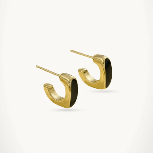 Jet Noir Gold Studs