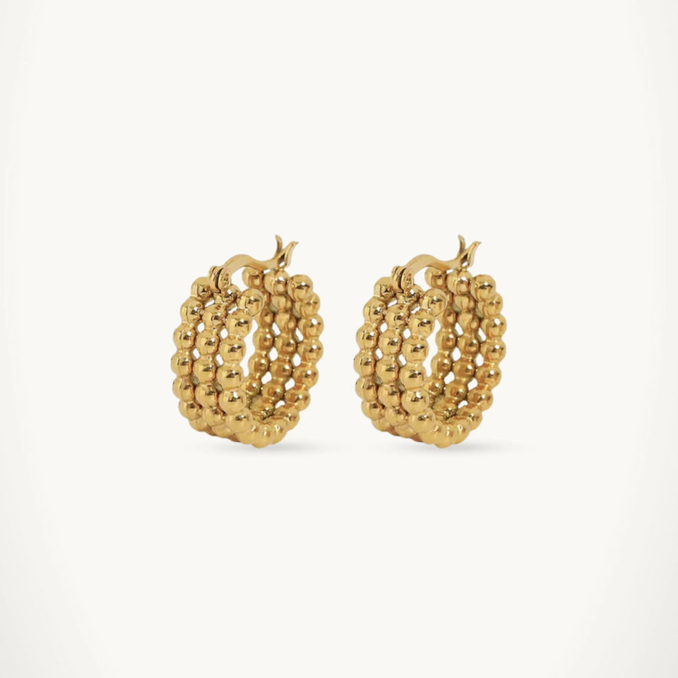 Beaded Triple Hoops
