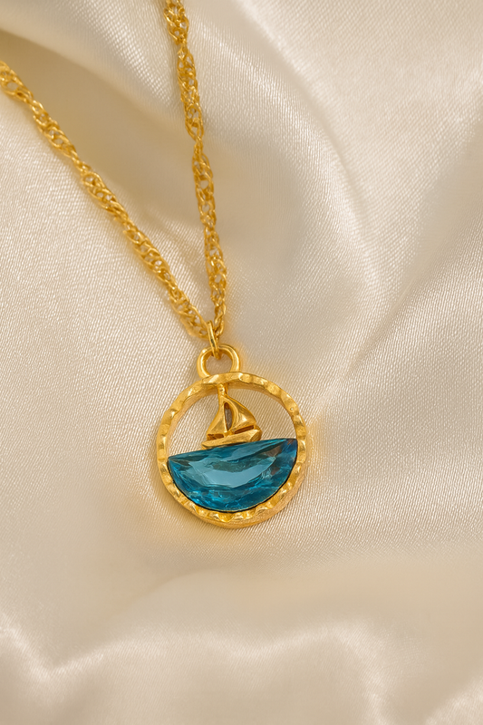 Azure Horizon Sailboat Necklace