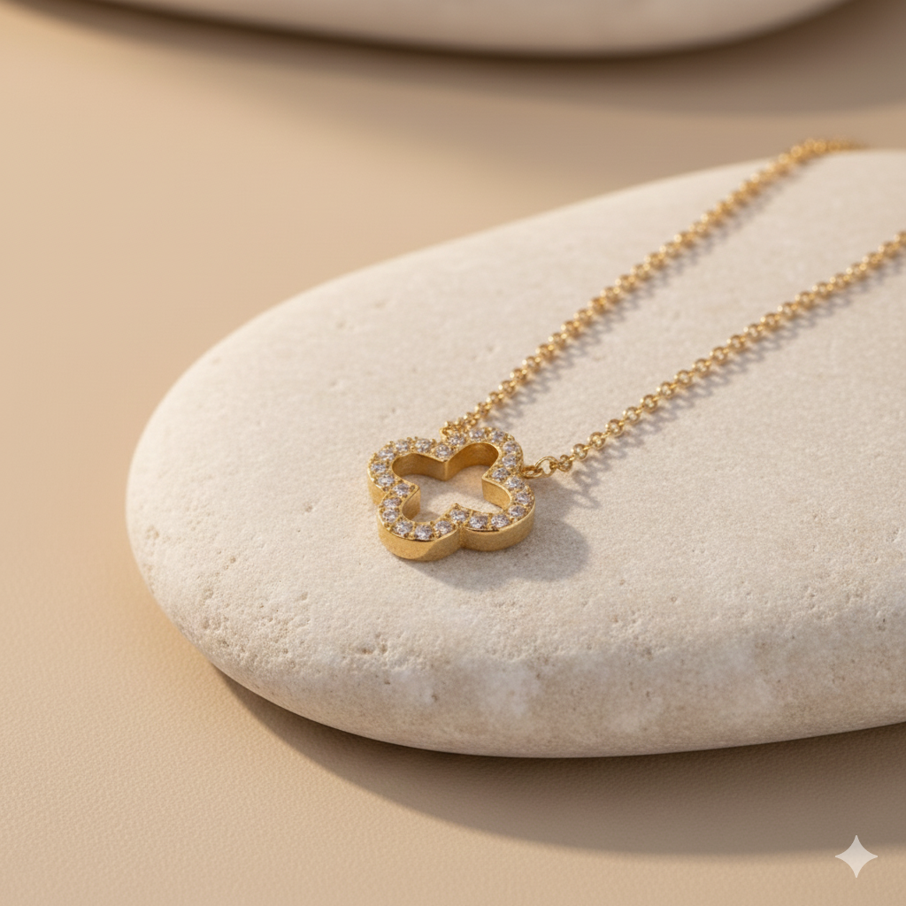 Pave Clover Luck Charm Necklace