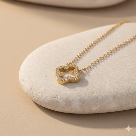 Pave Clover Luck Charm Necklace