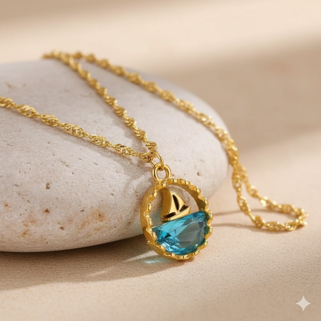 Azure Horizon Sailboat Necklace