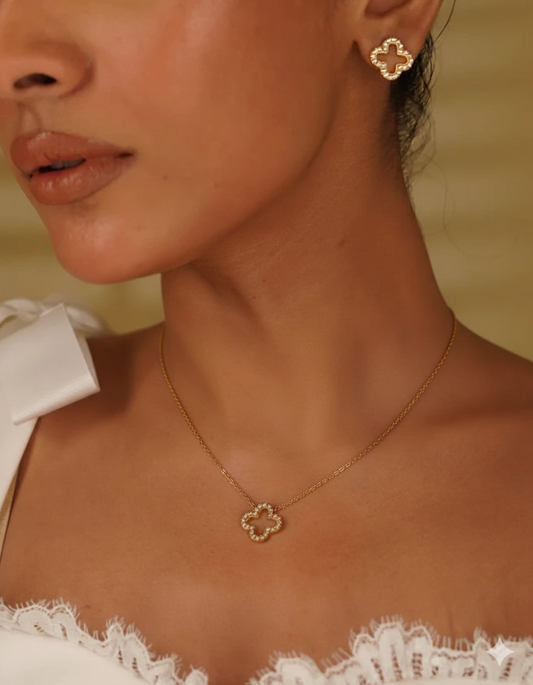 Pave Clover Luck Charm Necklace