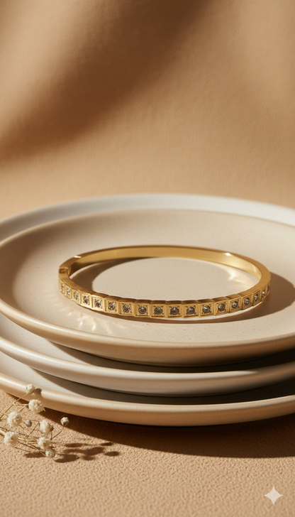 Pave Square Hinge Bangle