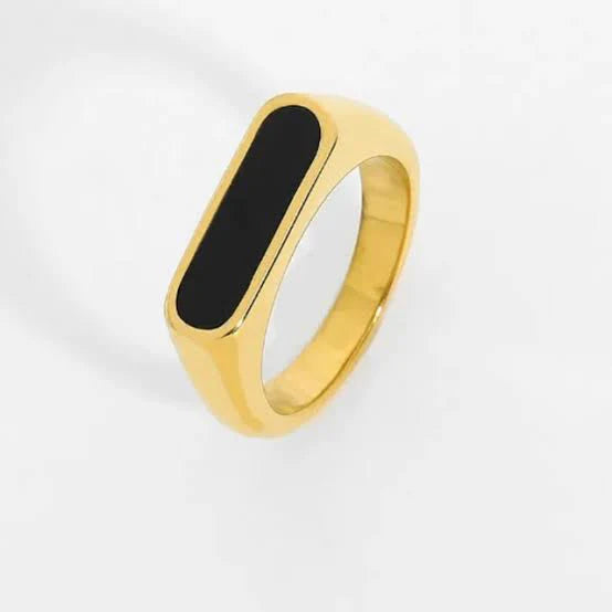 Minimalist Black Bar Signet Ring