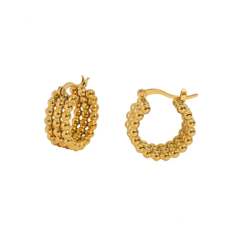Beaded Triple Hoops