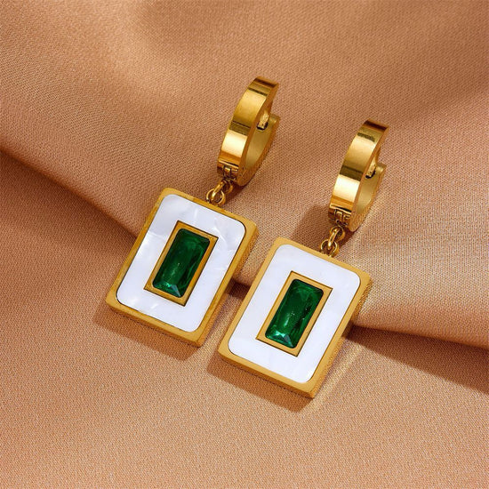 Emerald Enamel Drop Earrings