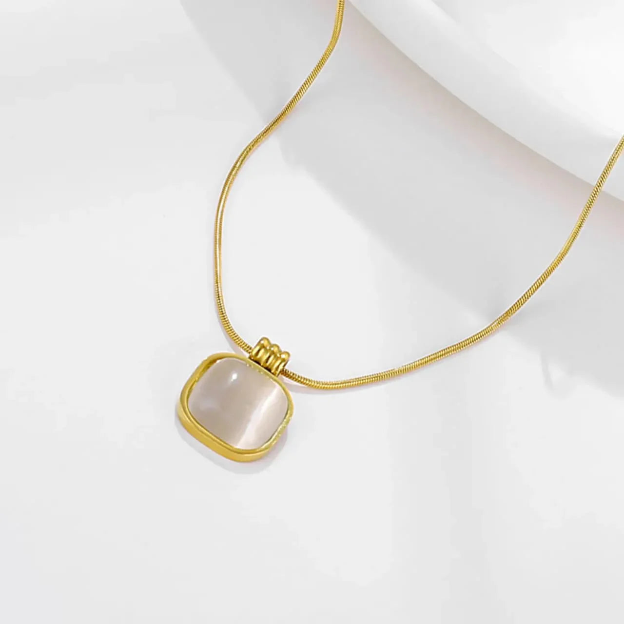 Luna Glow Square Pendant Necklace