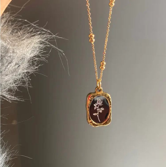 Midnight Rose Pendant Necklace