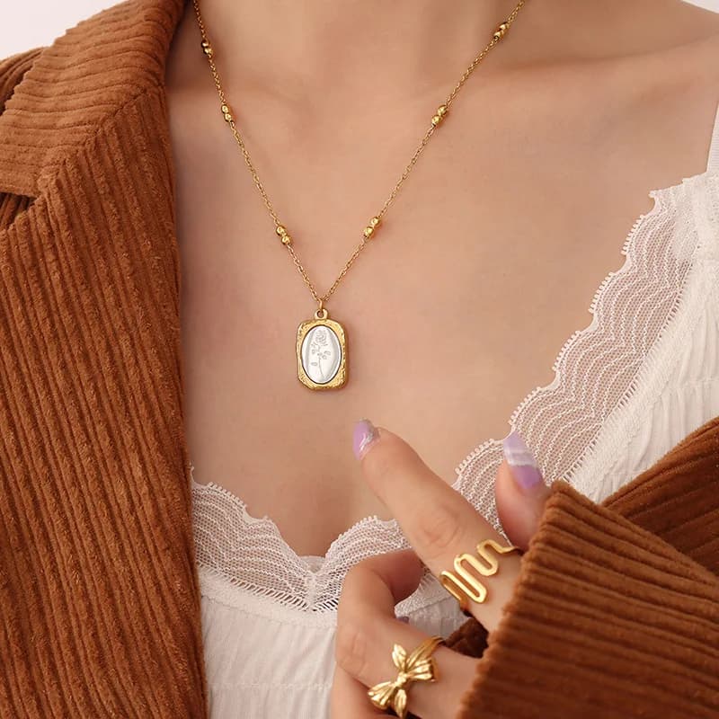 Midnight Rose Pendant Necklace