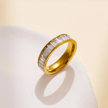 Golden White Baguette Eternity Ring