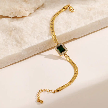 Emerald Halo Gold Bracelet