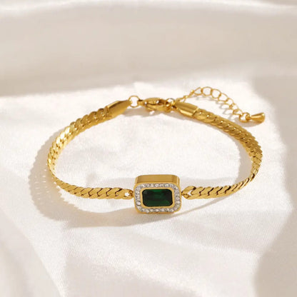 Emerald Halo Gold Bracelet
