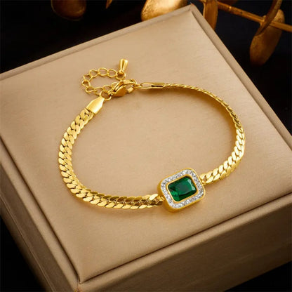 Emerald Halo Gold Bracelet