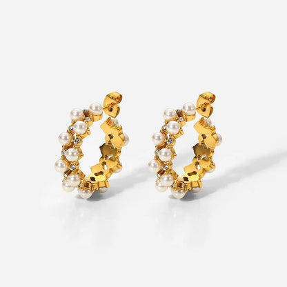 Pearl Burst Hoop Earrings