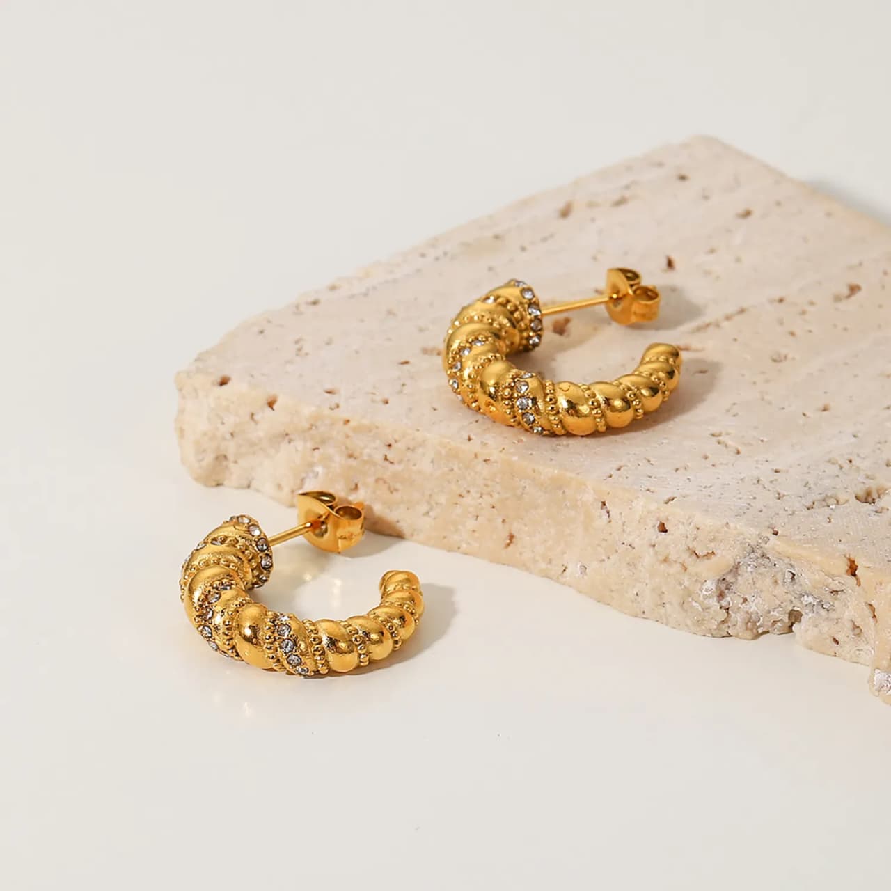 Twist & Sparkle Crystal Hoop Earrings