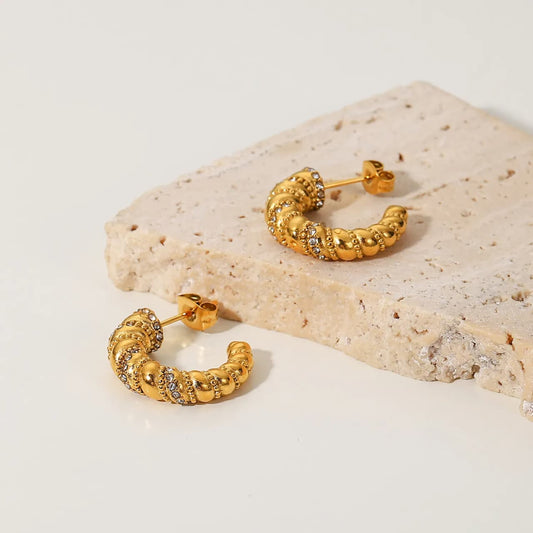 Twist & Sparkle Crystal Hoop Earrings