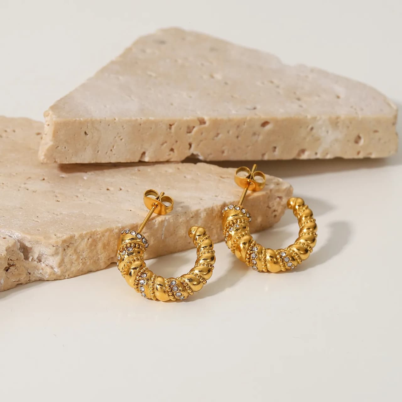 Twist & Sparkle Crystal Hoop Earrings