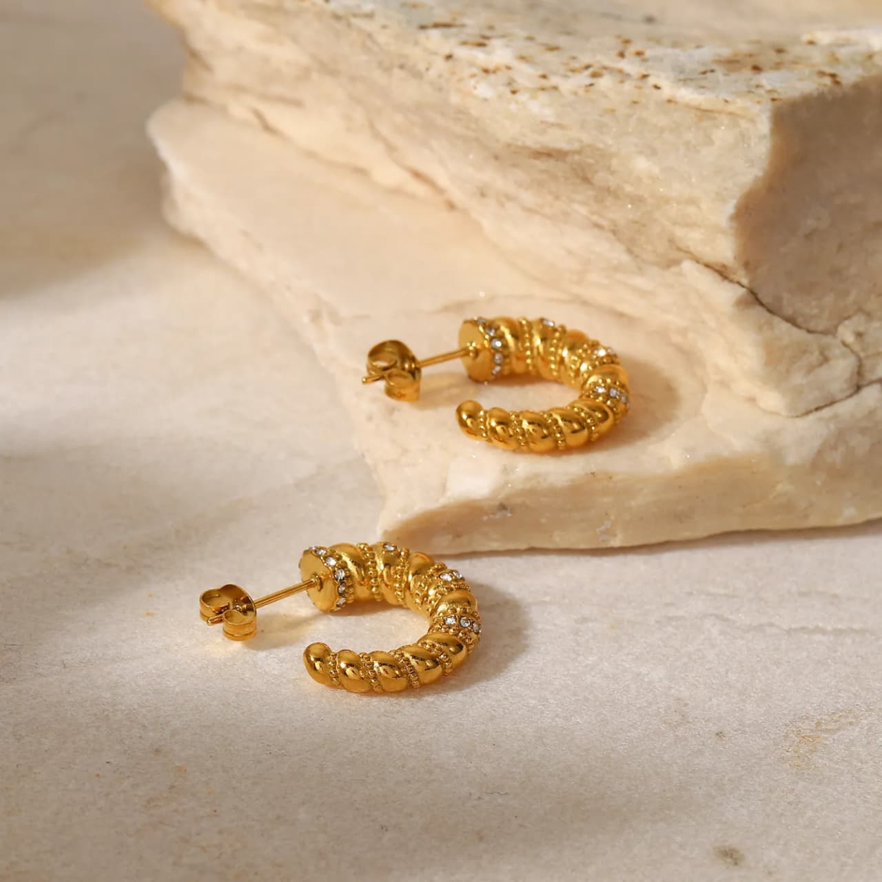 Twist & Sparkle Crystal Hoop Earrings