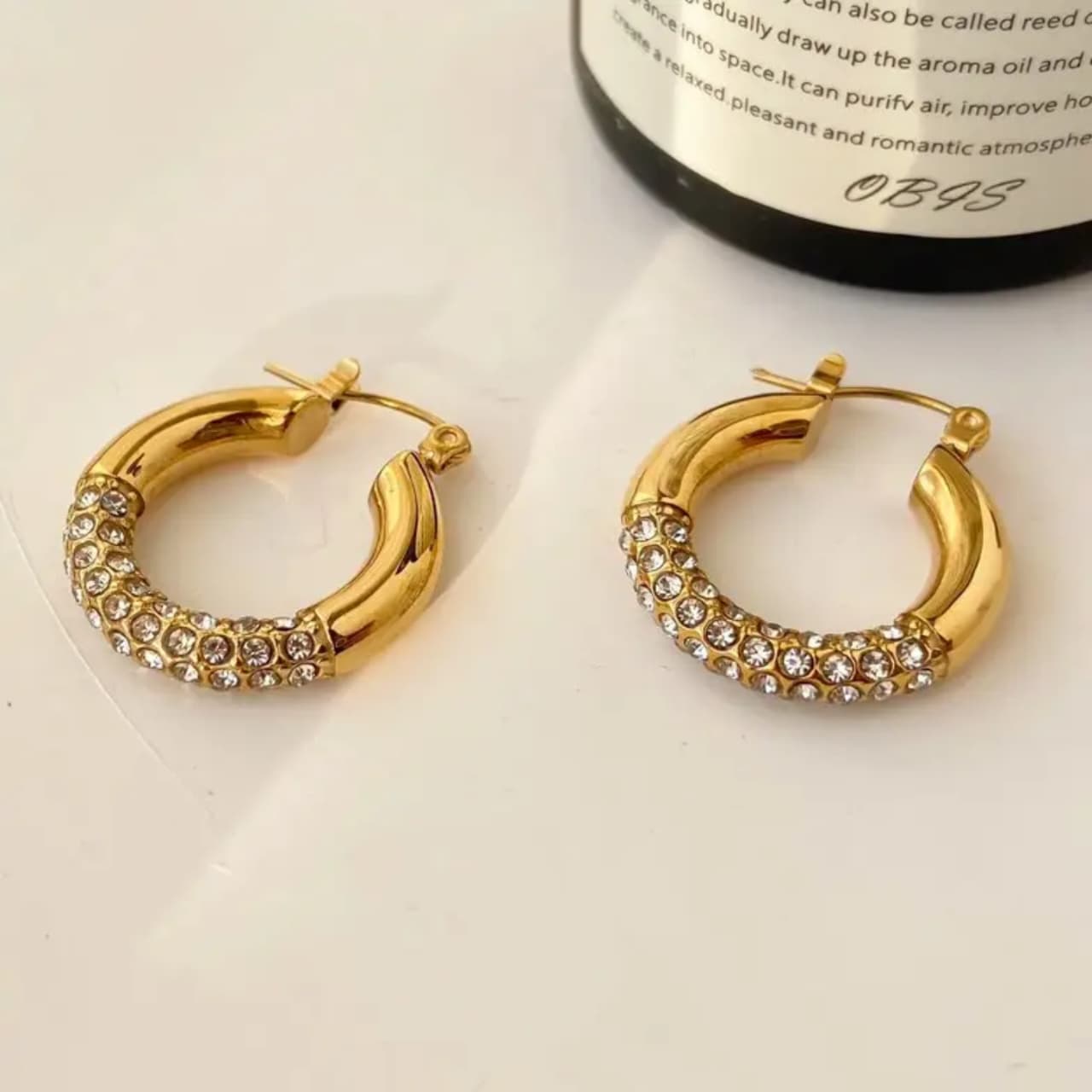 Golden Glint Pavé Hoop Earrings