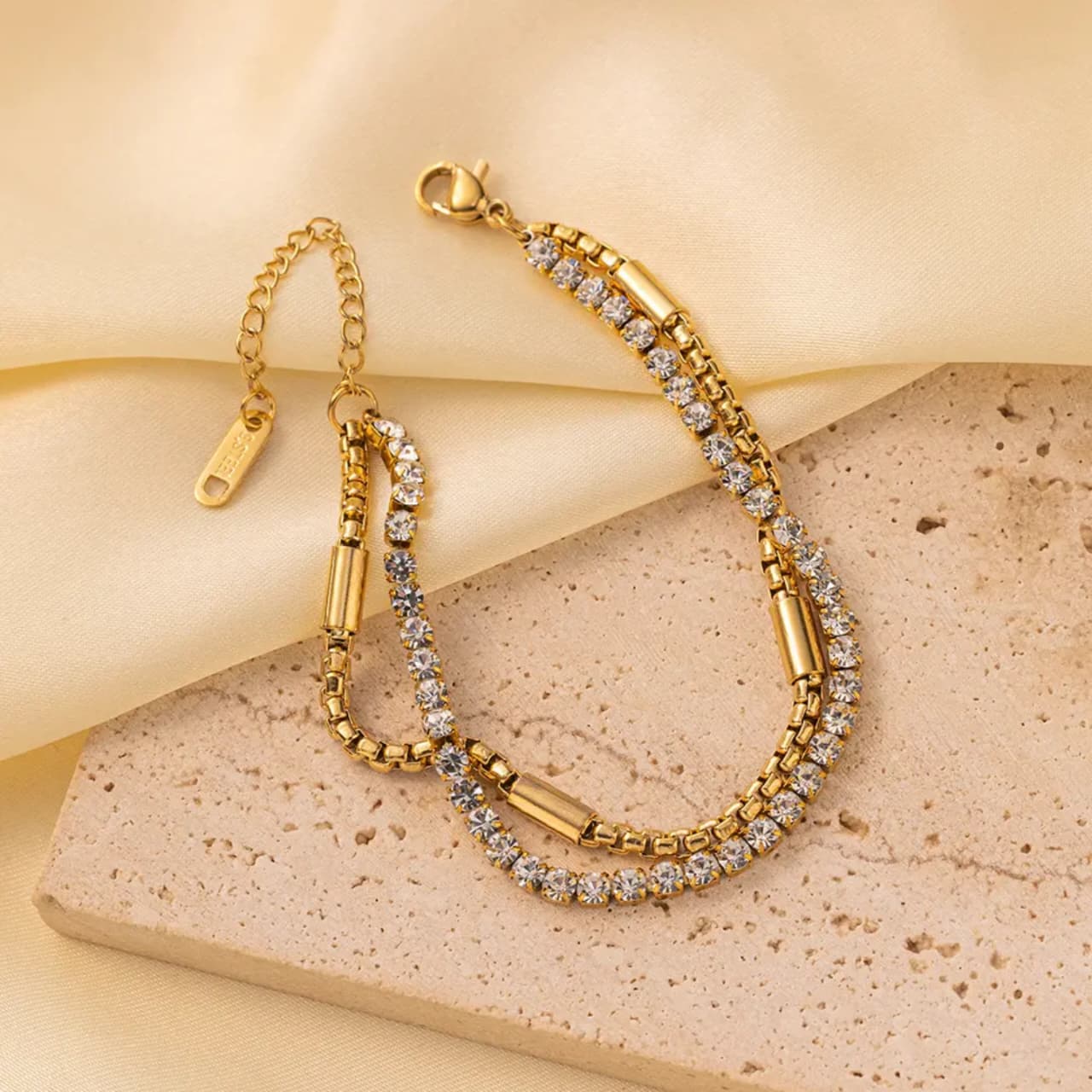 Dual-Strand Bar & Pave Bracelet