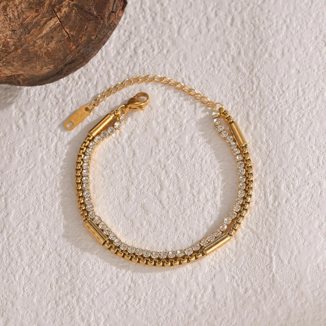 Dual-Strand Bar & Pave Bracelet