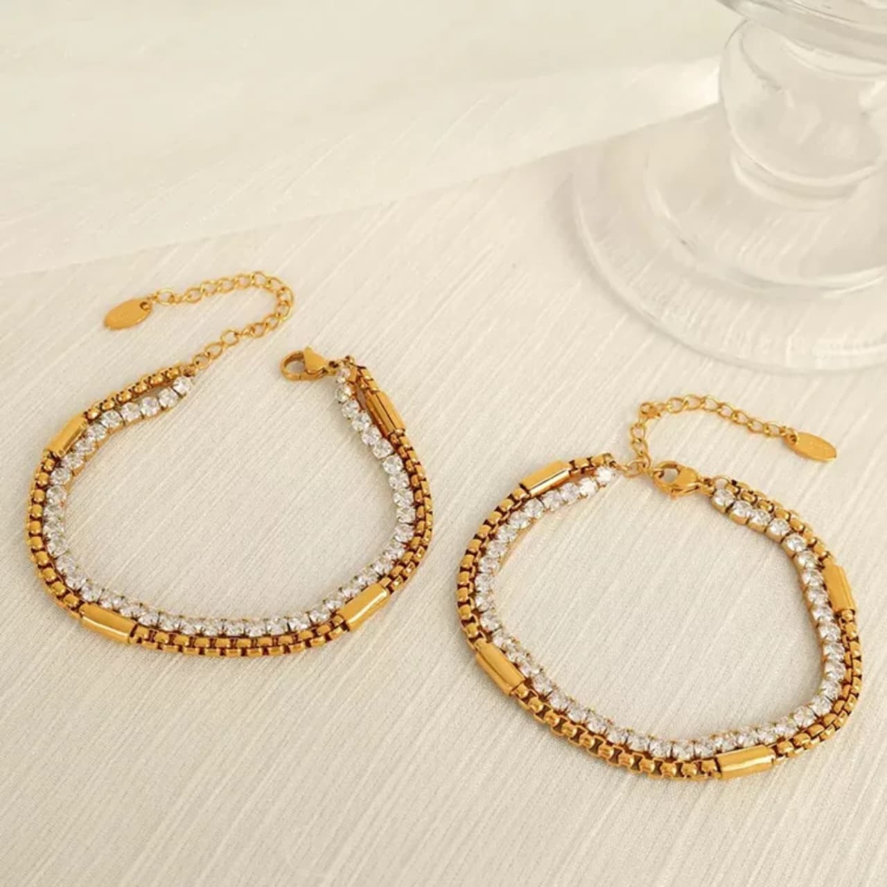 Dual-Strand Bar & Pave Bracelet