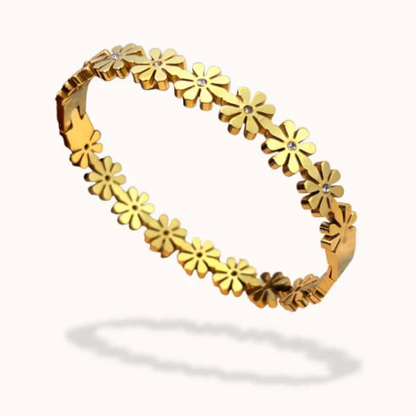 Golden Daisy Chain Bangle Bracelet