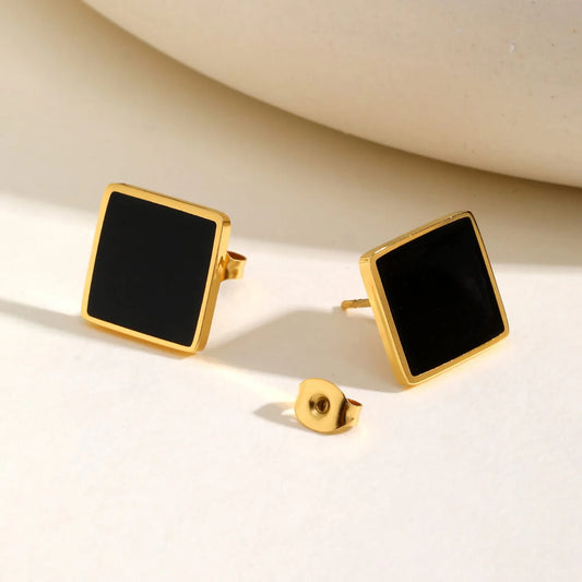 Bold Onyx Square Stud Earrings