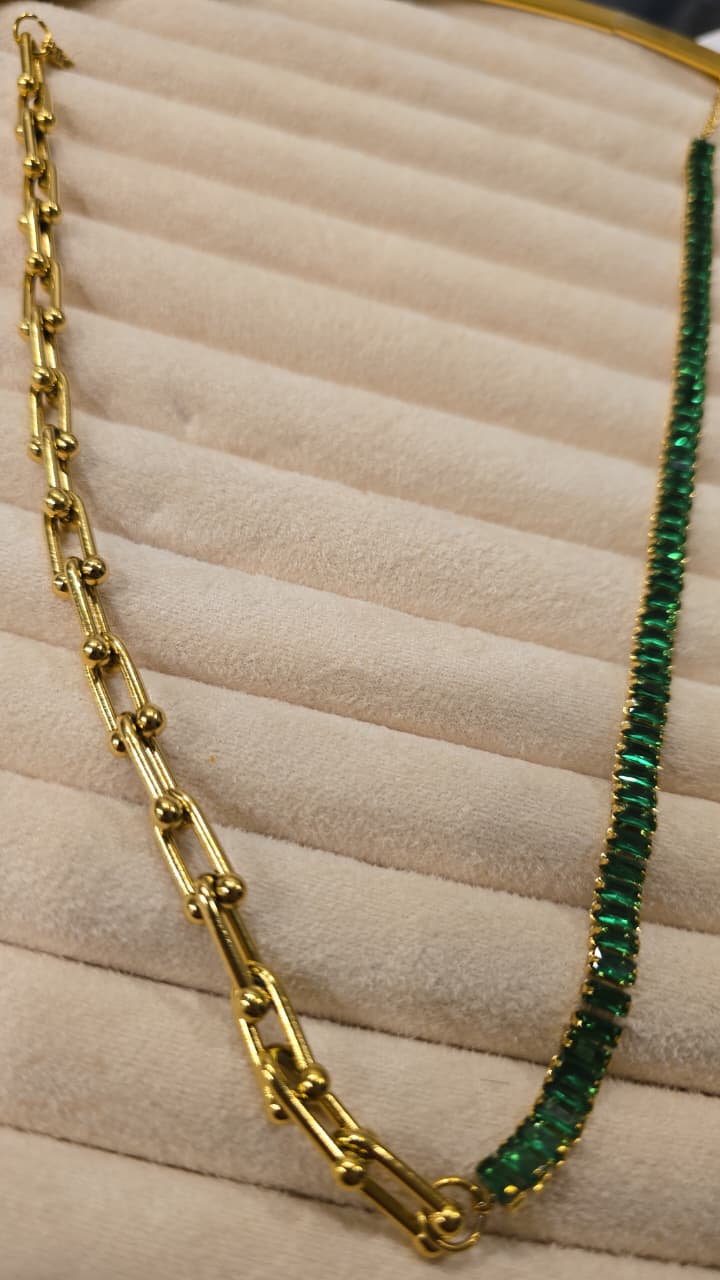Duotone Emerald Link Necklace