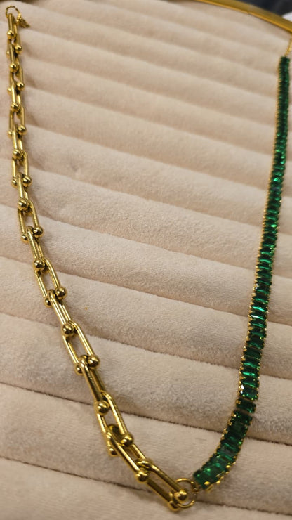 Duotone Emerald Link Necklace